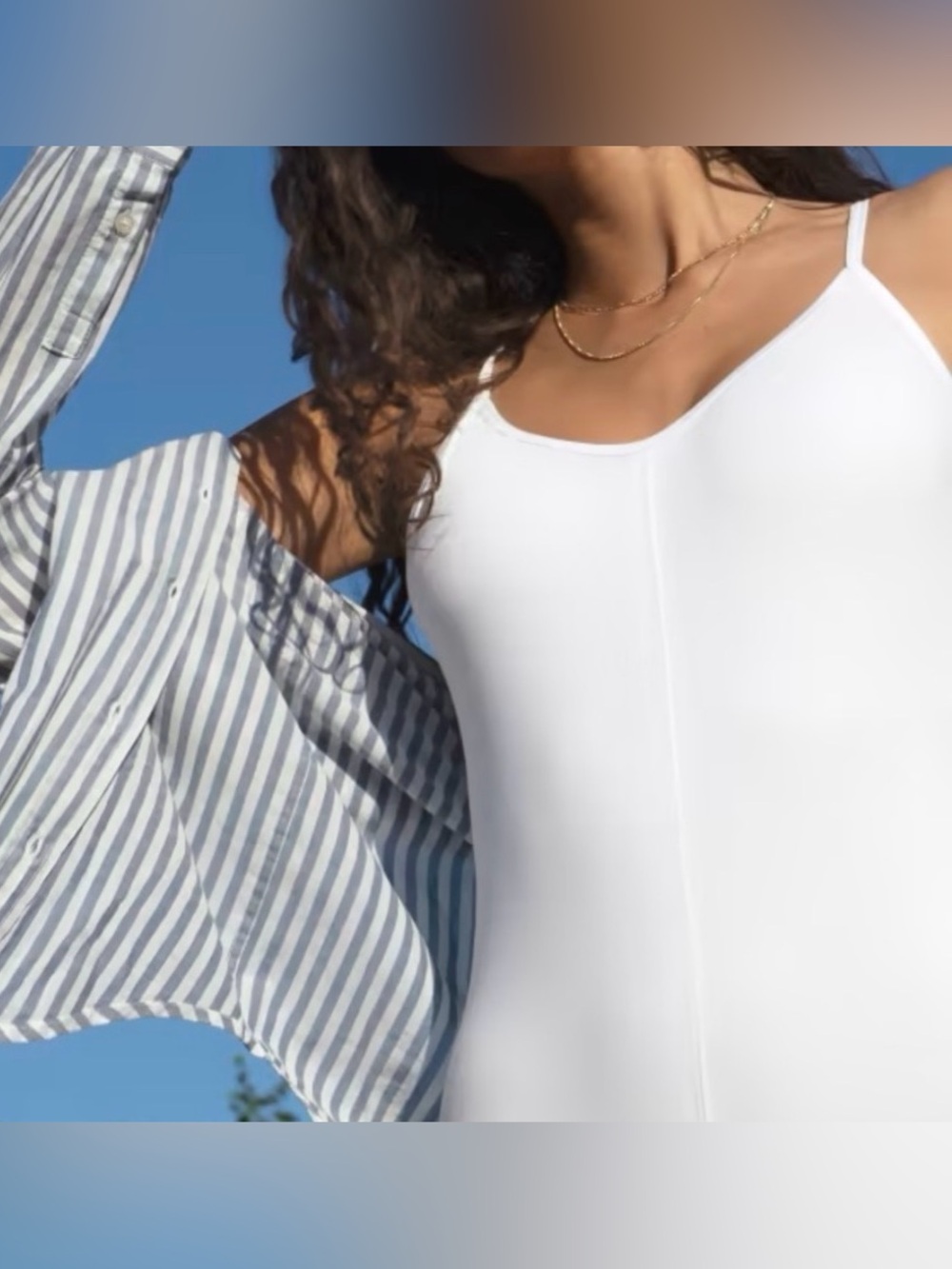 Everlane Supima Cotton Stretch Cami Bodysuit, White size L. NWT